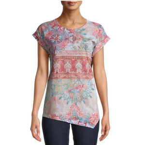 Time & Tru Coral Sublimination with a Hint of Sparkle T-shirt Size XXXL 22 NEW